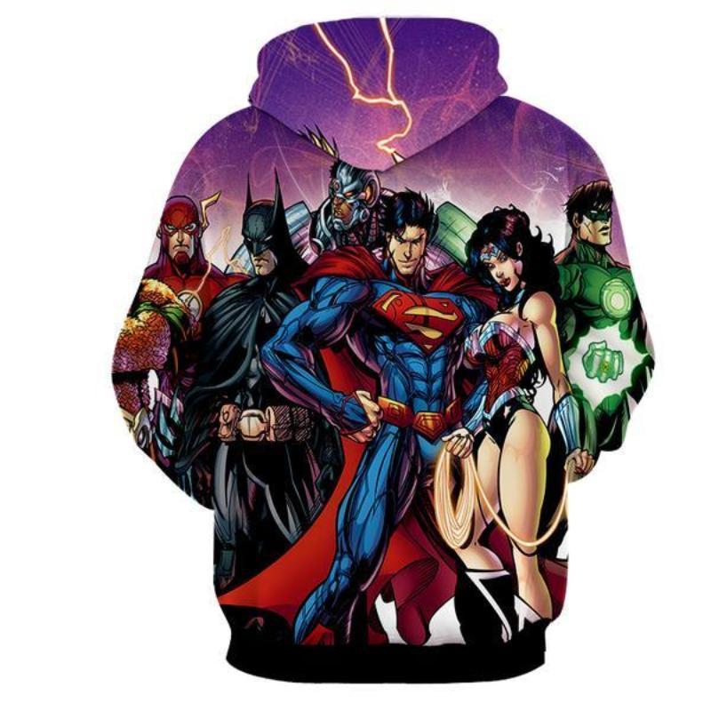 Justice League Purple 3D Printed Justice League Hoodie