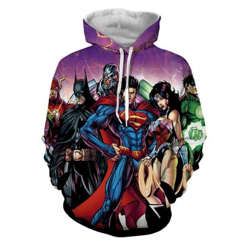Justice League Purple 3D Printed Justice League Hoodie