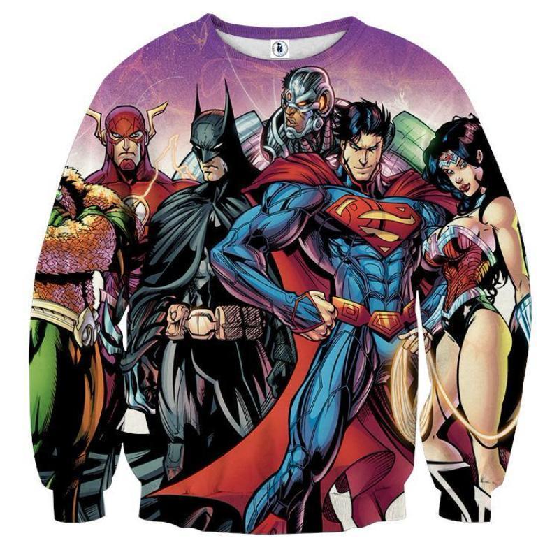 Justice League Purple 3D Printed Justice League Sweatshirt