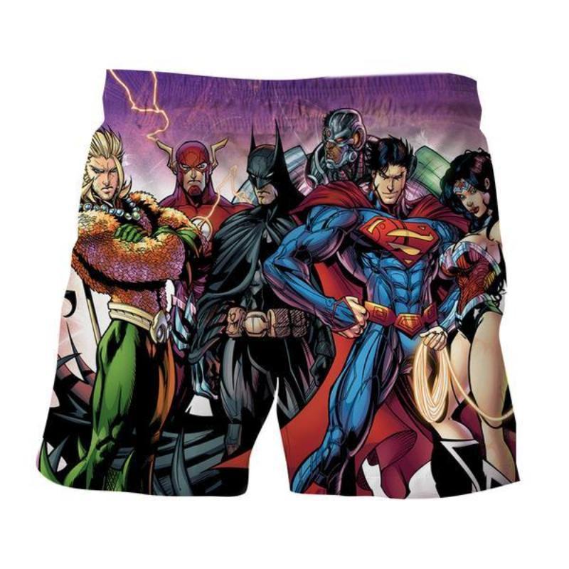 Justice League Purple Sweat 3D Printed Justice League Shorts