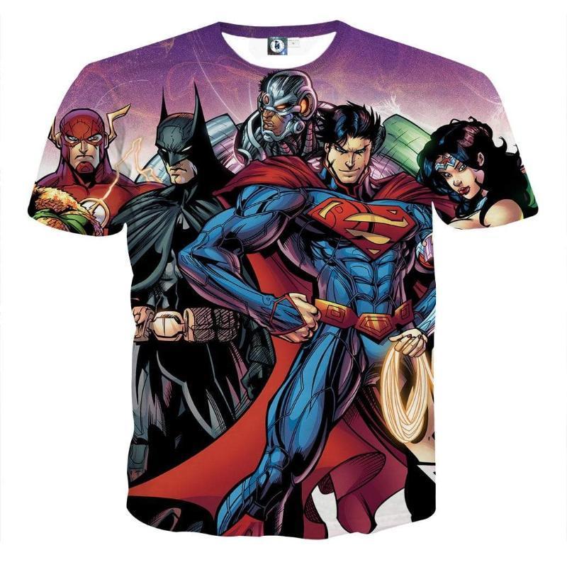 Justice League Purple Sweat 3D Printed Justice League T Shirt