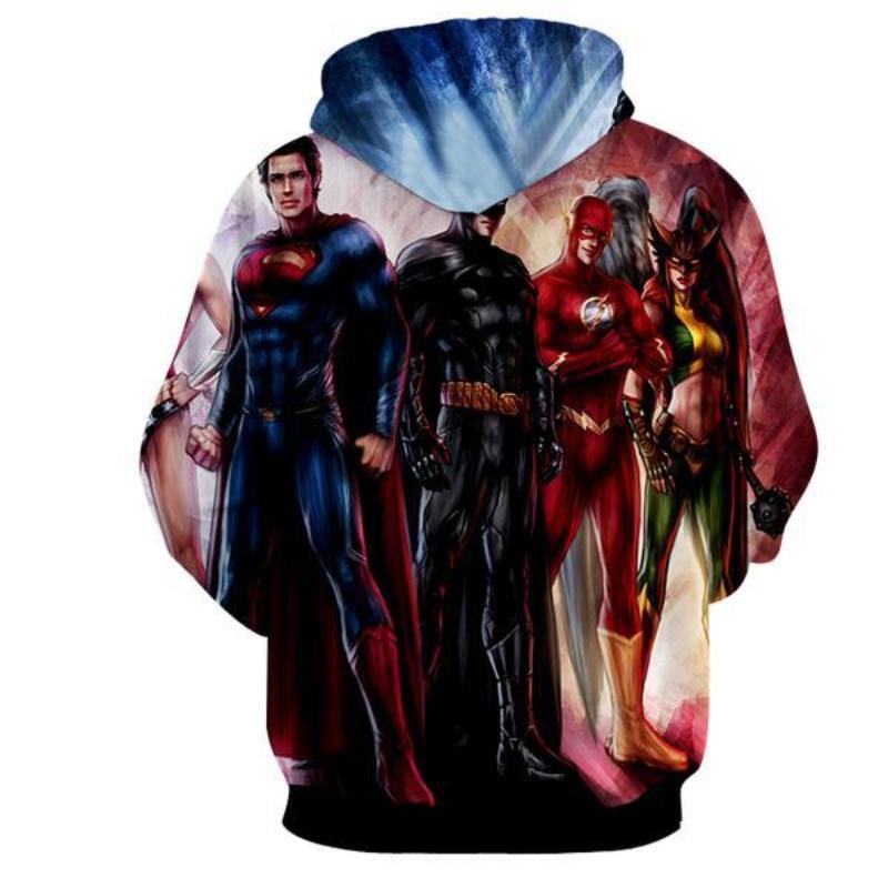 Justice League Red Blue 3D Printed Justice League Hoodie