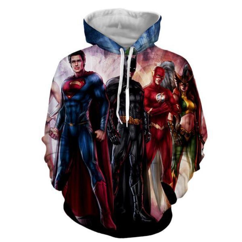 Justice League Red Blue 3D Printed Justice League Hoodie