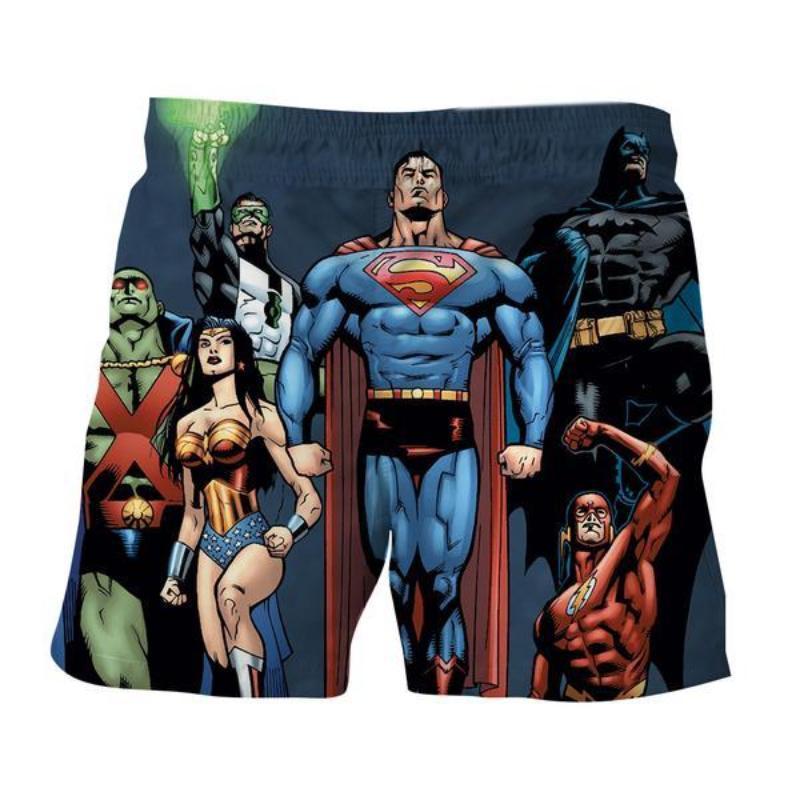 Justice League Super Hero Blue 3D Printed Justice League Shorts