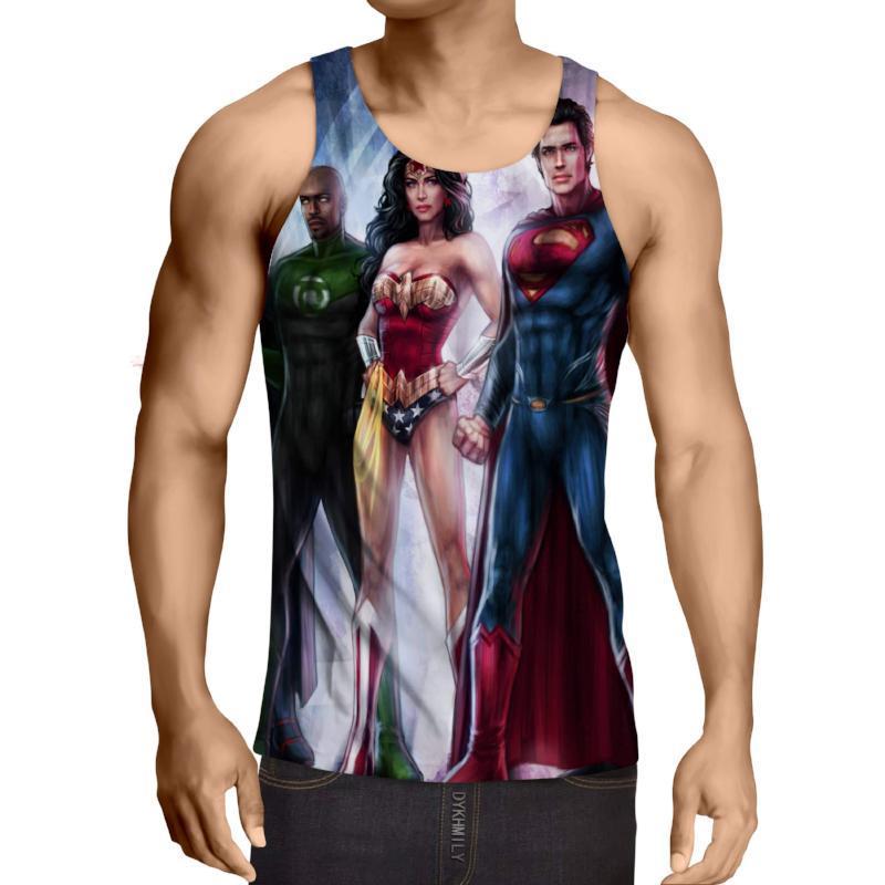 Justice League Super Hero Blue 3D Printed Justice League Tank Top