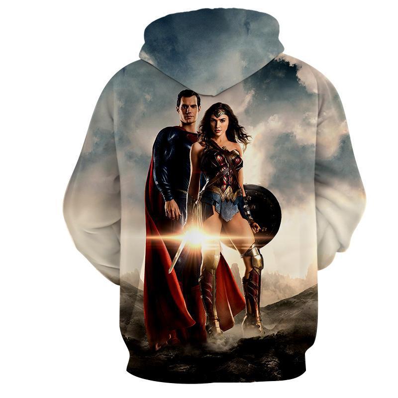 Justice League: Superman & Wonder Women Hoodie 3D Printed