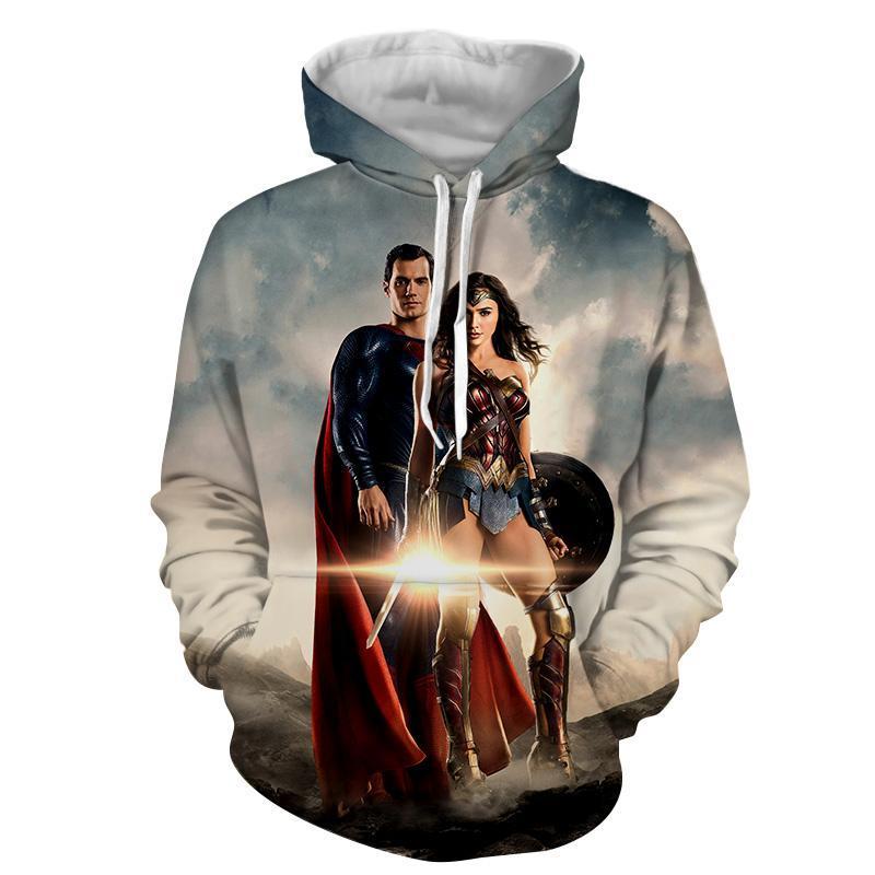 Justice League: Superman & Wonder Women Hoodie 3D Printed