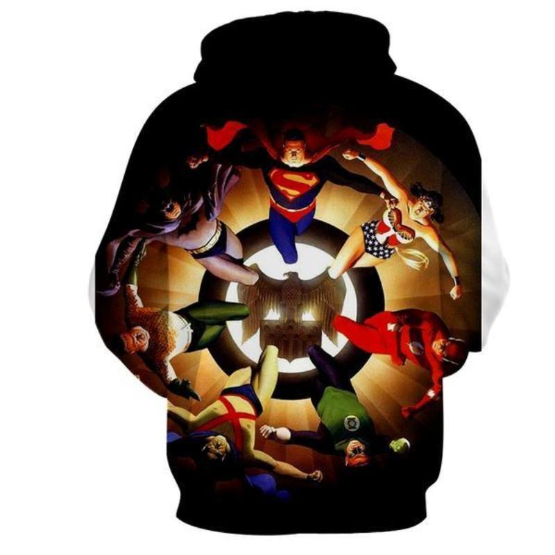 Justice League Yellow Black 3D Printed Justice League Hoodie