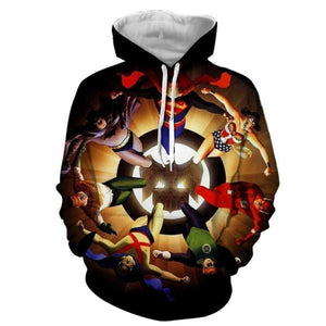 Justice League Yellow Black 3D Printed Justice League Hoodie