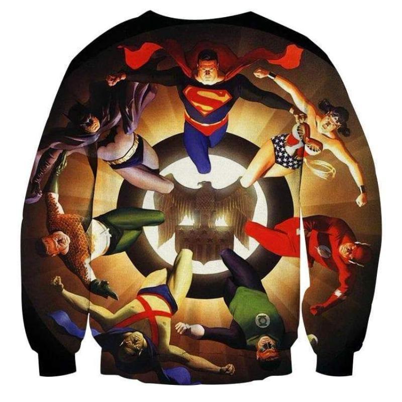 Justice League Yellow Black 3D Printed Justice League Sweatshirt