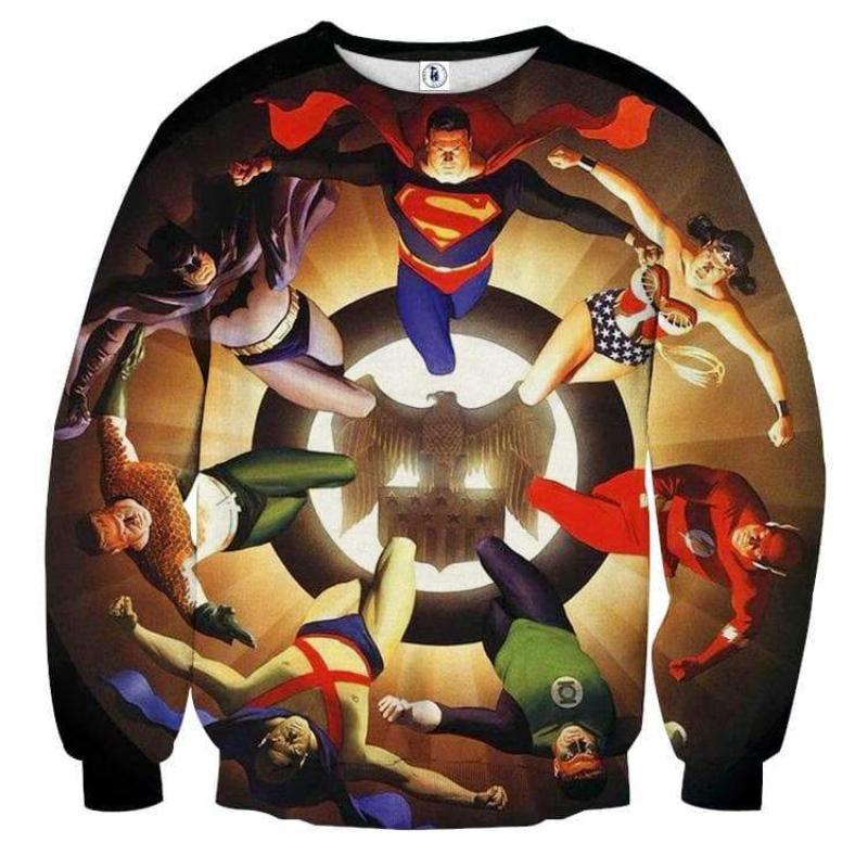 Justice League Yellow Black 3D Printed Justice League Sweatshirt