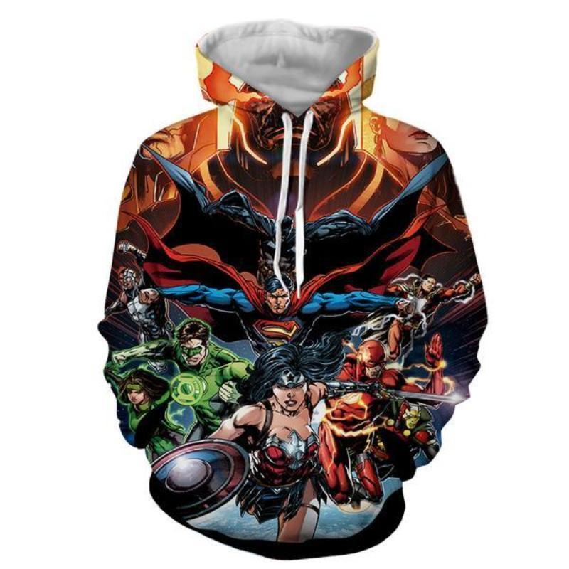 Justice League orange 3D Printed Justice League Hoodie