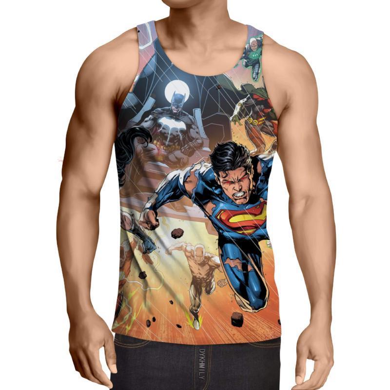 Justice League orange black 3D Printed Justice League Tank Top