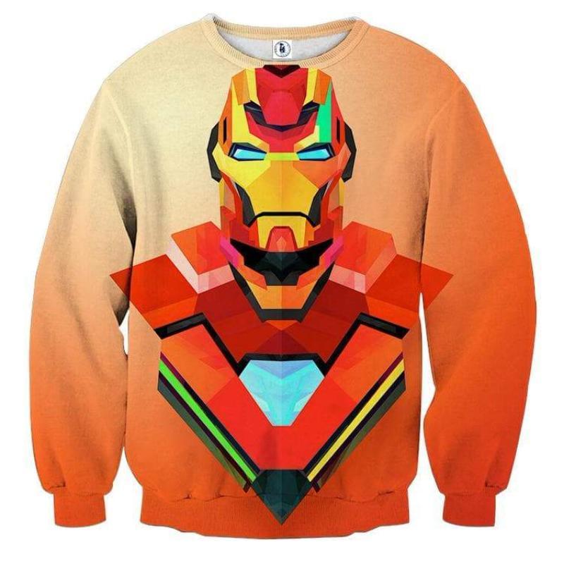 Orange 3D Printed Iron Man Sweatshirt
