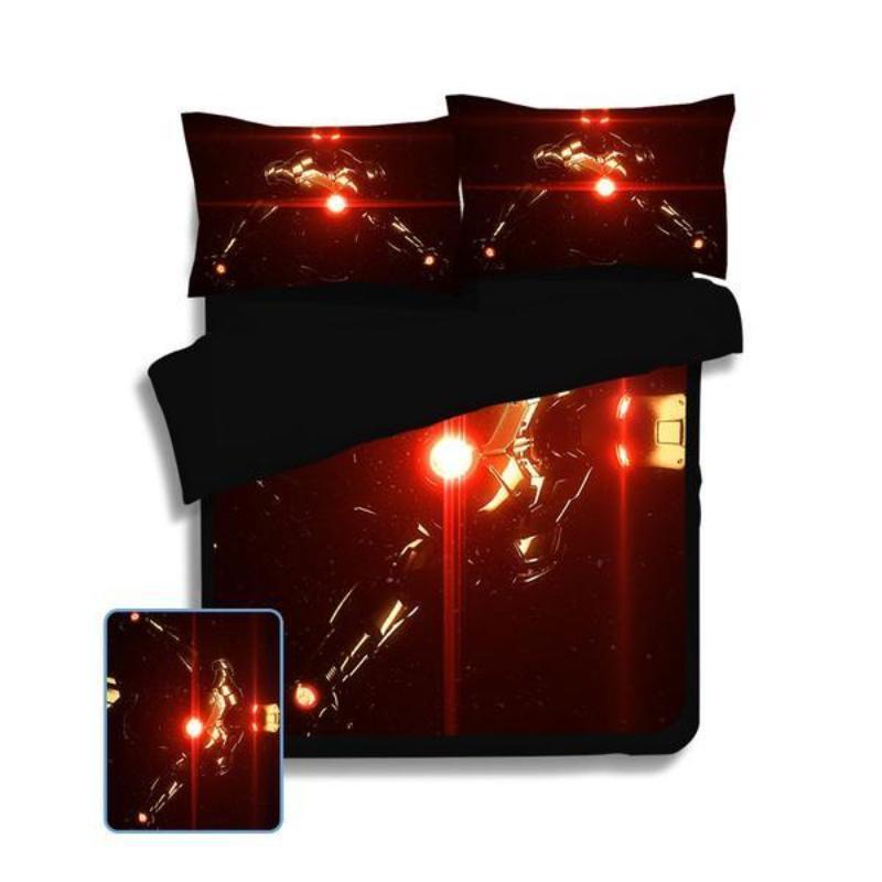 Red & Black Iron Man Bed Set