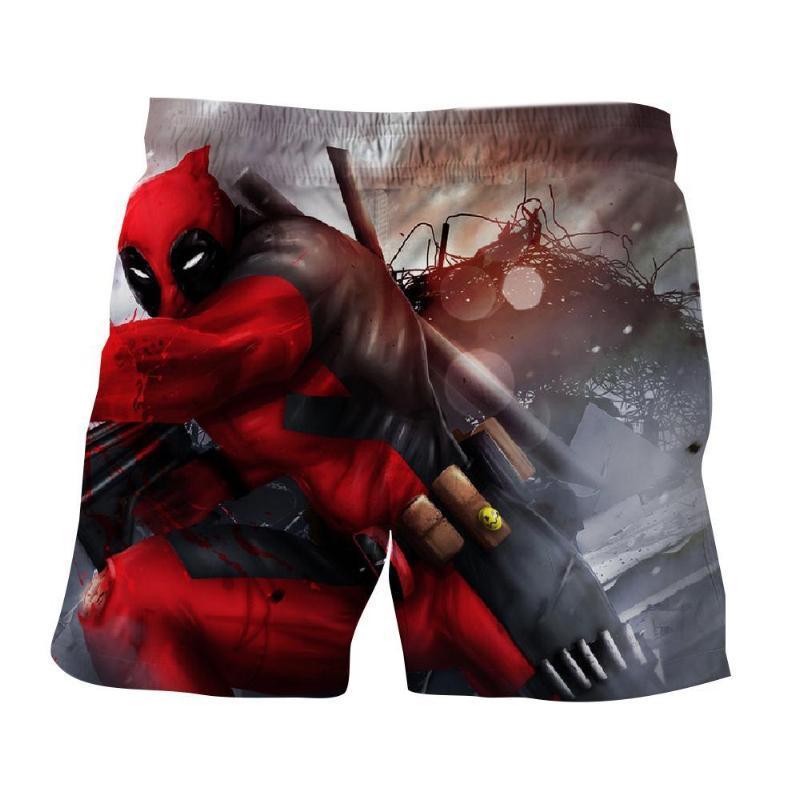Red Deadpool Action 3D Printed Shorts