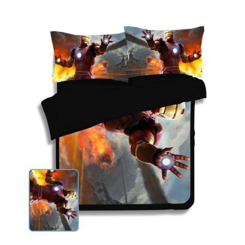 Red & Light Blue Iron Man Bed Set