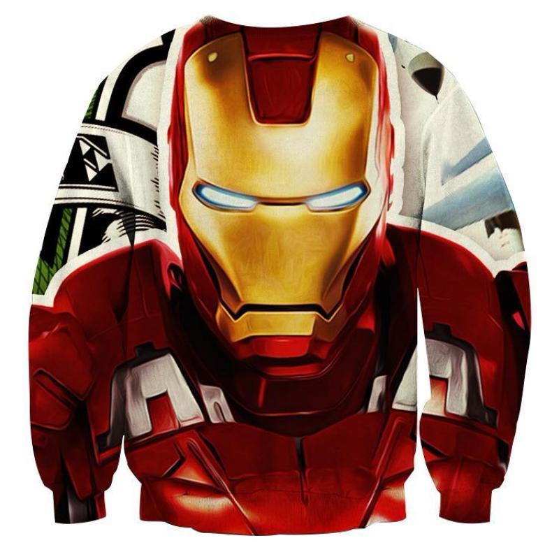 Red & White 3D Printed Iron Man Sweatshirt