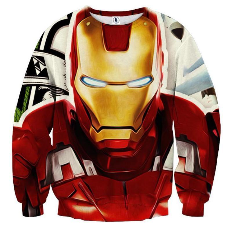 Red & White 3D Printed Iron Man Sweatshirt
