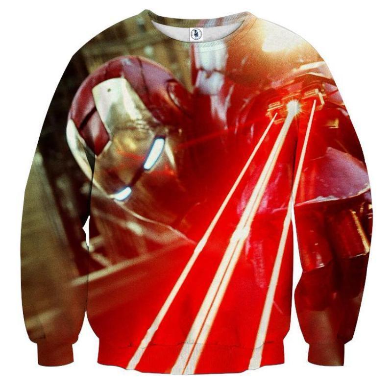Red & Yellow 3D Printed Iron Man Sweatshirt