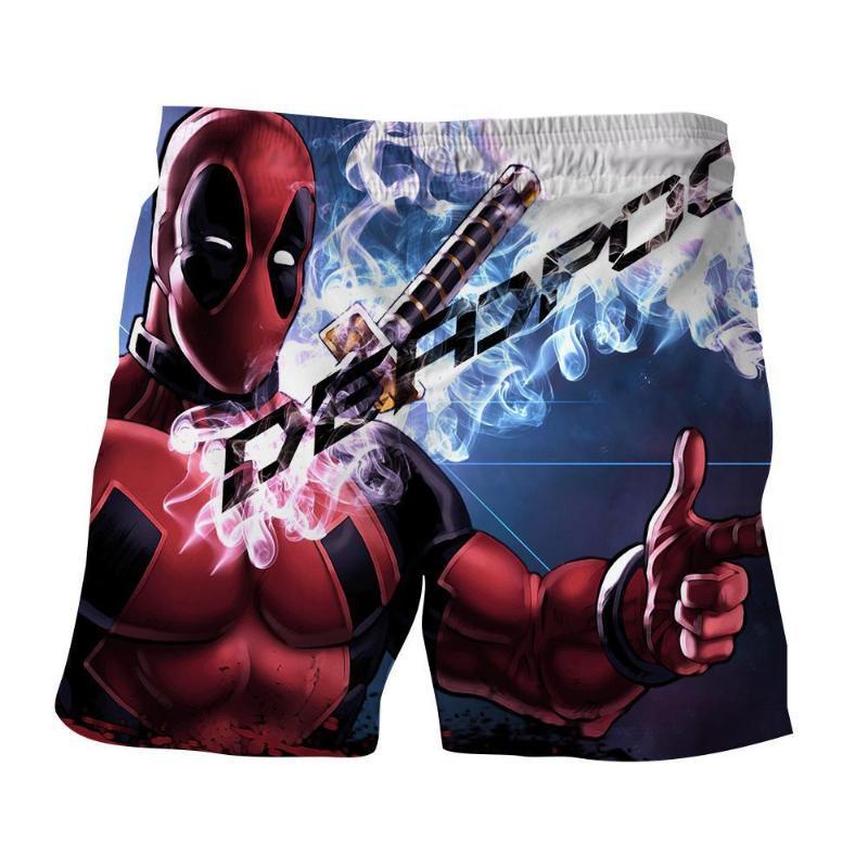 Red & Blue Deadpool 3D Printed Shorts