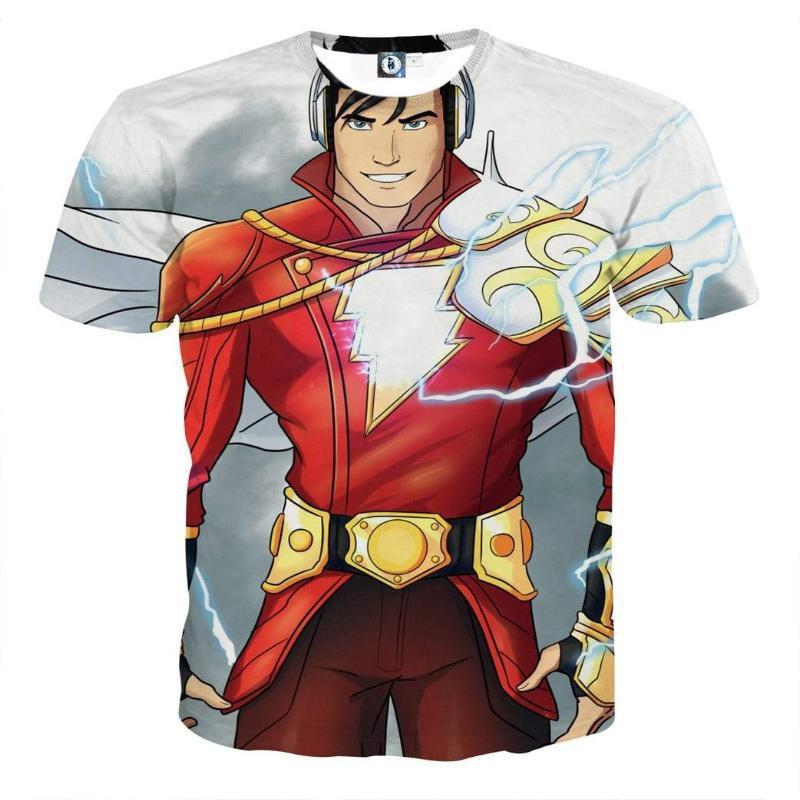 Shazam White and Red 3D Printed Shazam T Shirt
