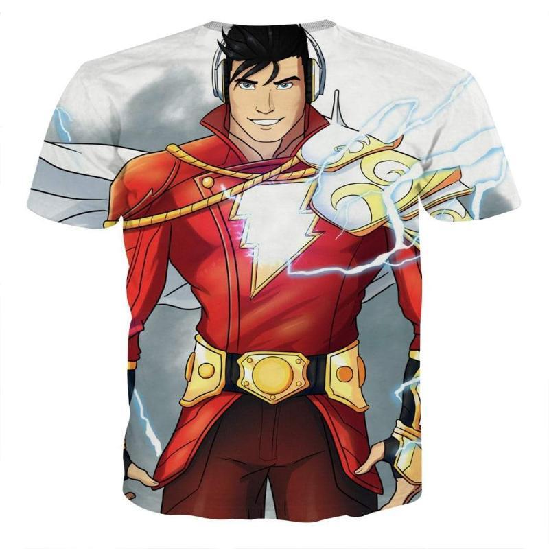 Shazam White and Red 3D Printed Shazam T Shirt