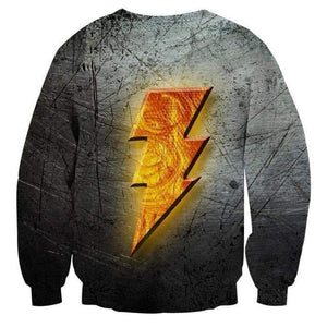 Shazam Grey Crewneck Bolt 3D Printed Shazam Sweatshirt