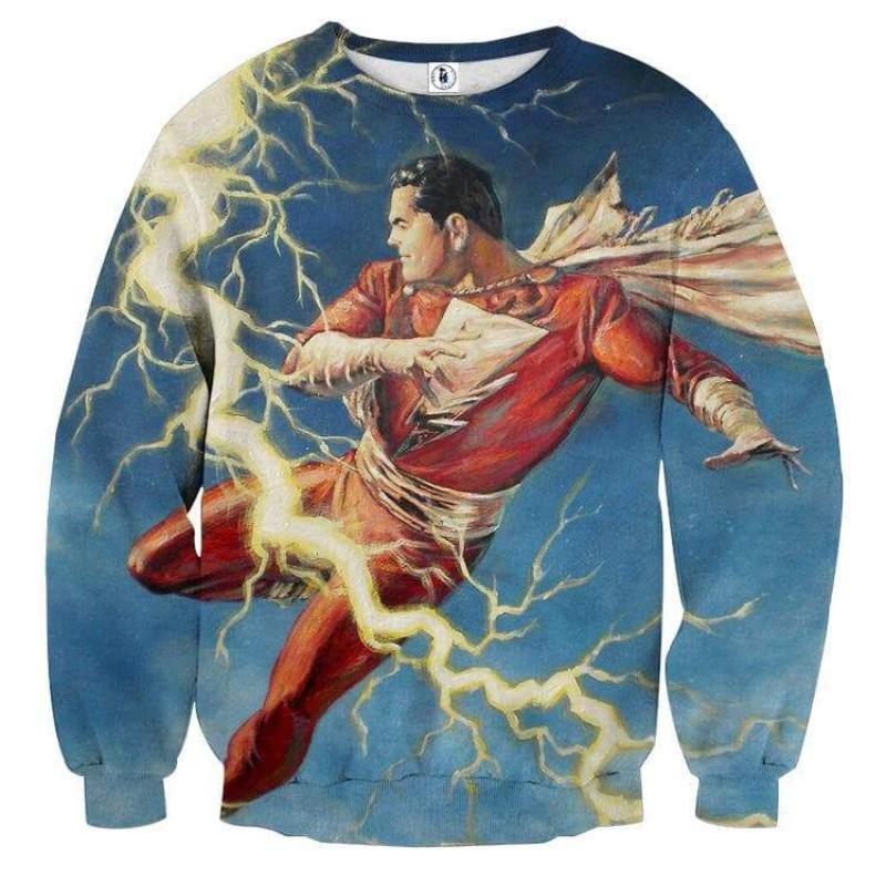 Shazam Kicking Crewneck 3D Printed Shazam Sweatshirt