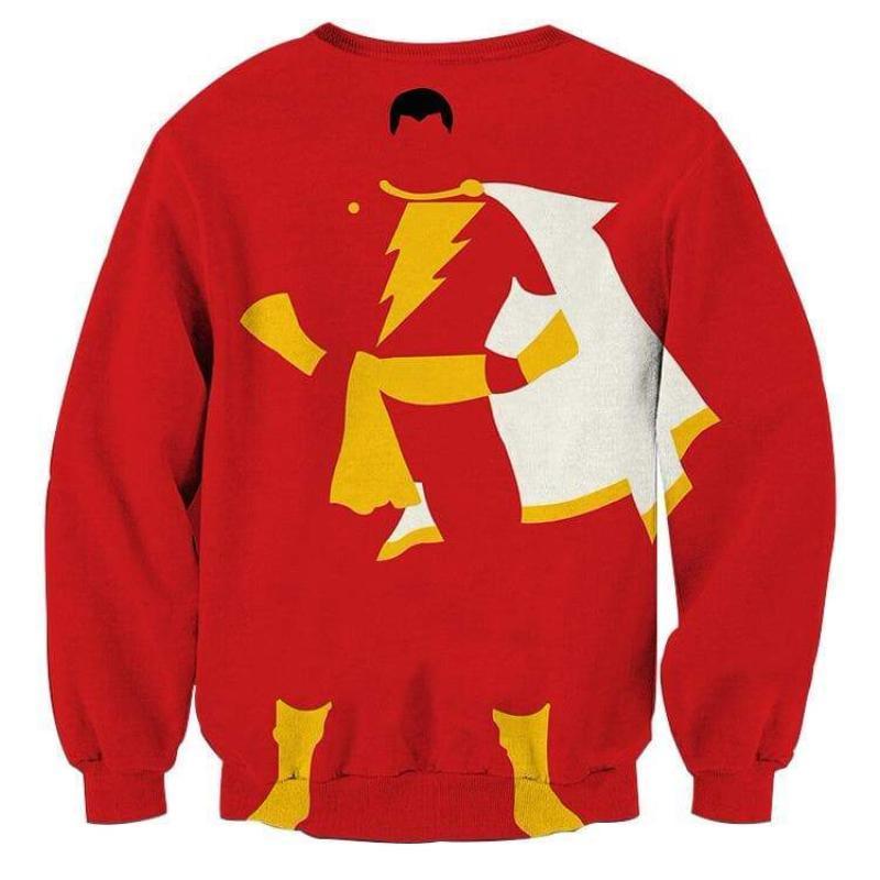 Shazam Red and Yellow Crewneck 3D Printed Shazam Sweatshirt
