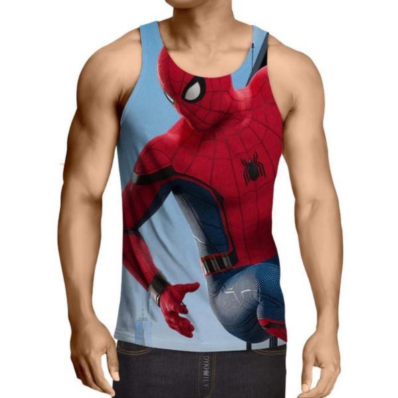 Spiderman 3D Printed Hanging Spiderman Tank Top