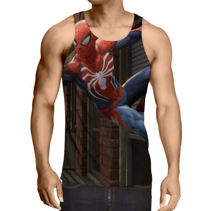 Spiderman 3D Printed Reversed Logo Spiderman Tank Top