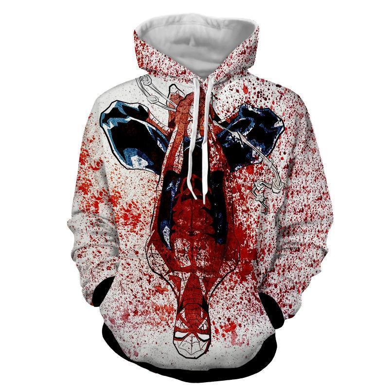 Spiderman Blood Splatter 3D Printed Stained Spiderman Hoodie