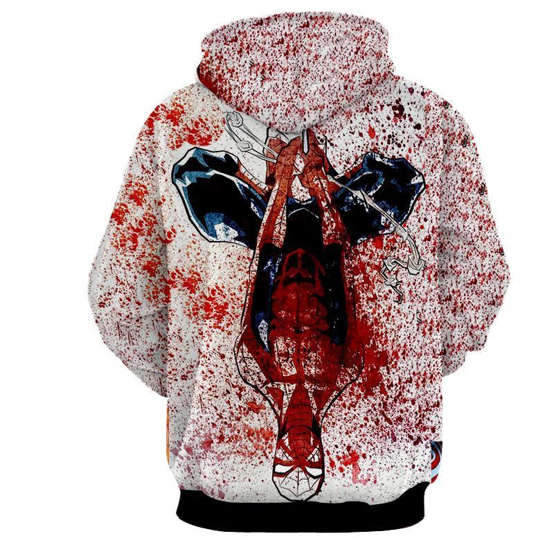 Spiderman Blood Splatter 3D Printed Stained Spiderman Hoodie