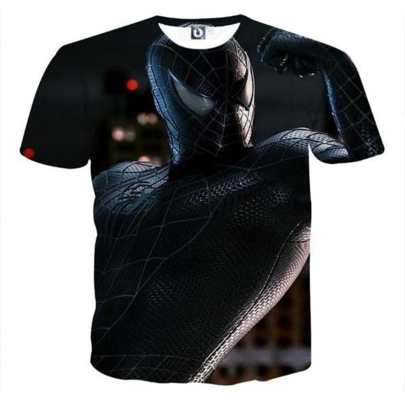 Spiderman Tee 3D Printed Black Themed Spiderman T Shirt