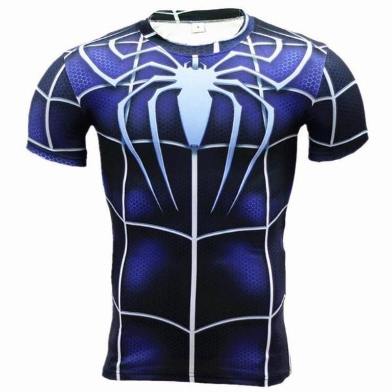 Spiderman Tee 3D Printed Blue & White Bold Spiderman T Shirt