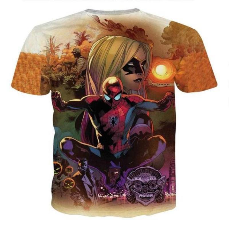Spiderman Tee 3D Printed In Action Spiderman T Shirt