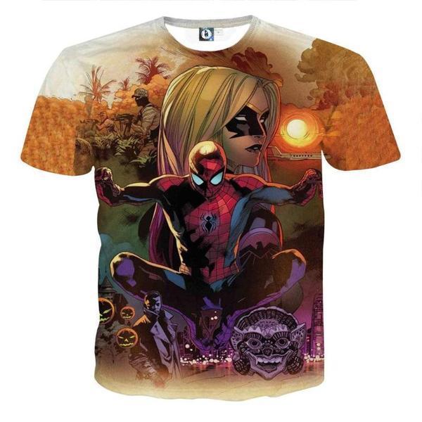 Spiderman Tee 3D Printed In Action Spiderman T Shirt