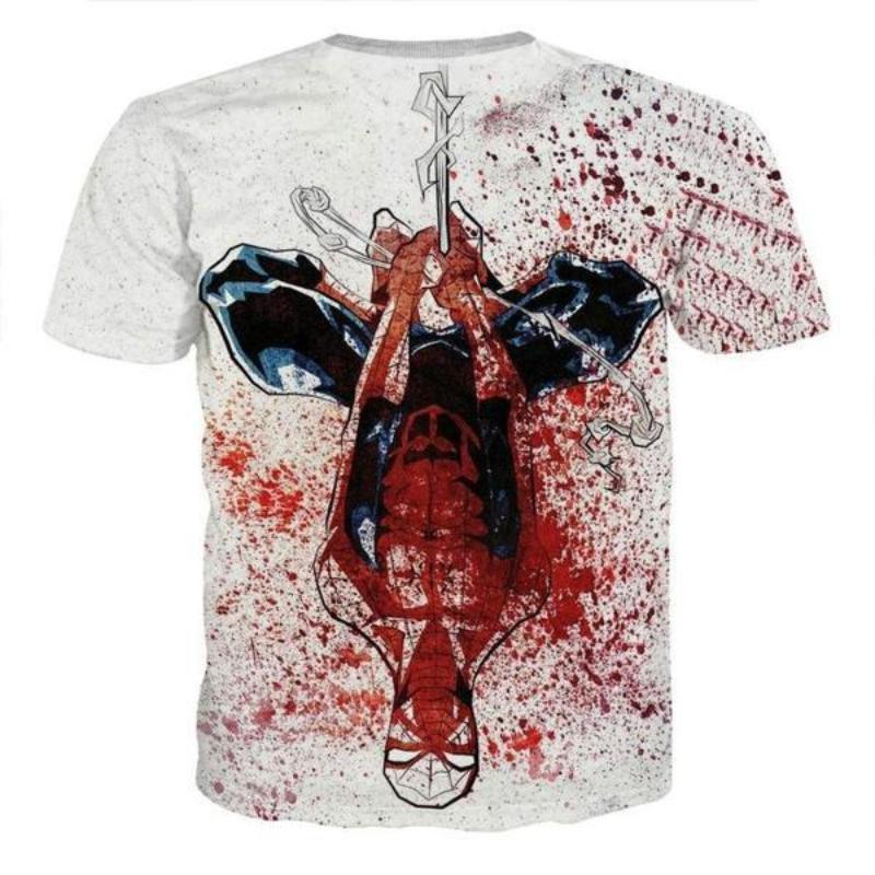 Spiderman Tee 3D Printed Invert Sprayed Spiderman T Shirt