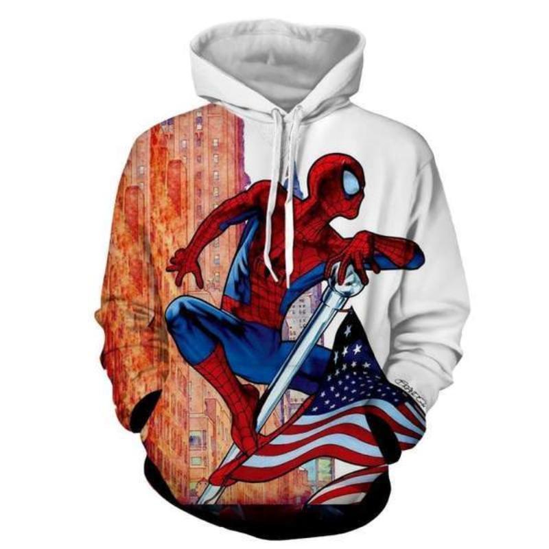 Spiderman US Flag Pole 3D Printed Spiderman Hoodie