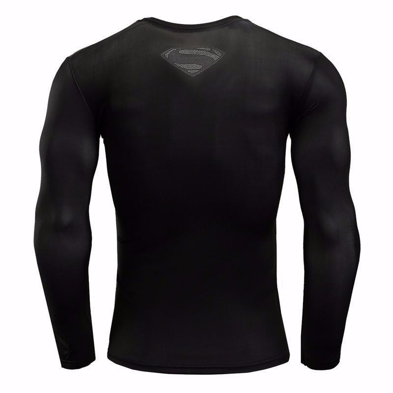 Superman Black & Grey 3D Printed Superman Long Sleeve Shirt