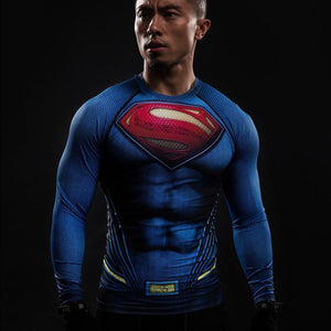 Superman Blue 3D Printed Superman Long Sleeve Shirt