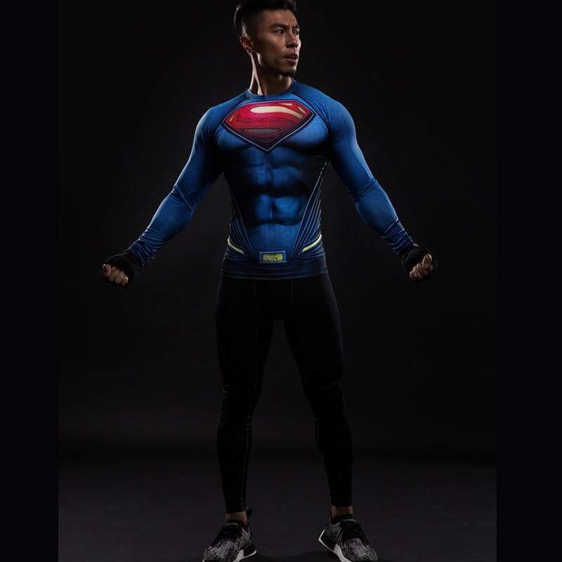 Superman Blue 3D Printed Superman Long Sleeve Shirt