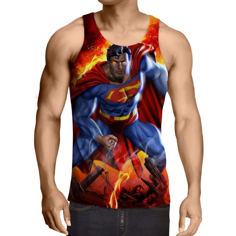 Superman Fighting Action 3D Printed Superman Tank Top