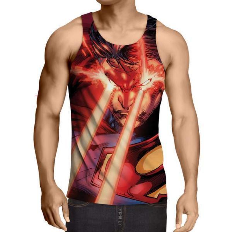 Superman Lazer Action 3D Printed Superman Tank Top
