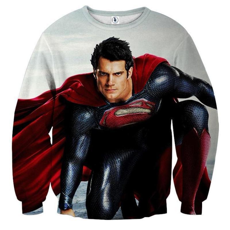Superman Printed 3D Printed Superman Sweatshirt