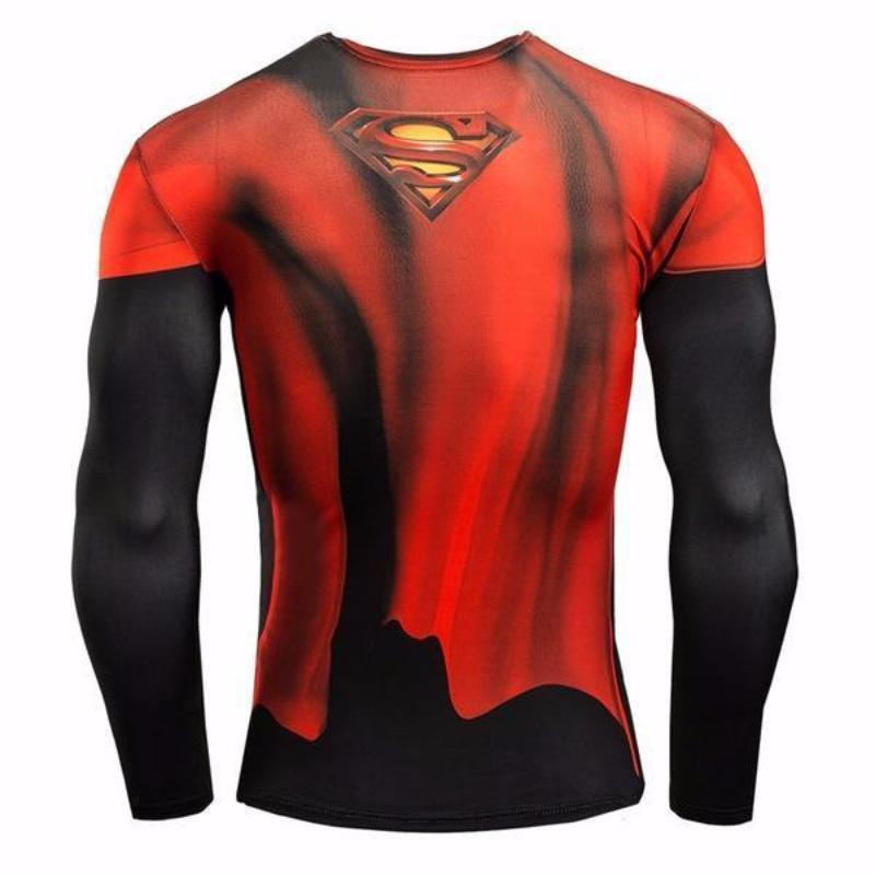 Superman Raging Red & Black 3D Printed Superman Long Sleeve Shirt