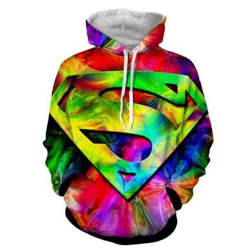Superman Rainbow 3D Printed Superman Hoodie