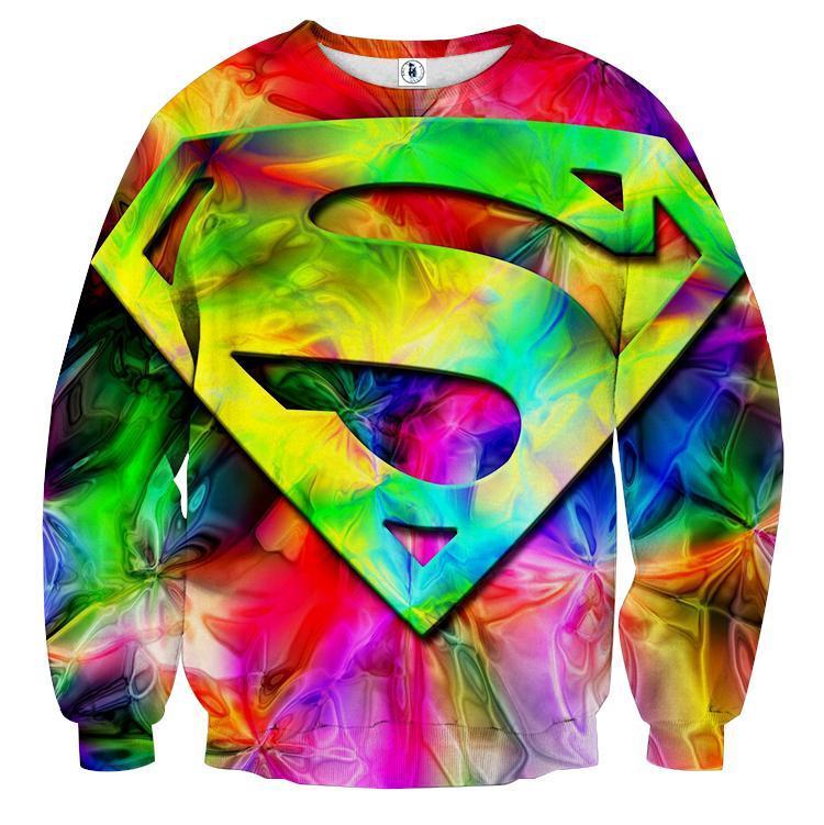 Superman Rainbow 3D Printed Superman Sweatshirt