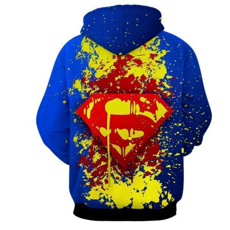 Superman Splatter Ink 3D Printed Superman Hoodie